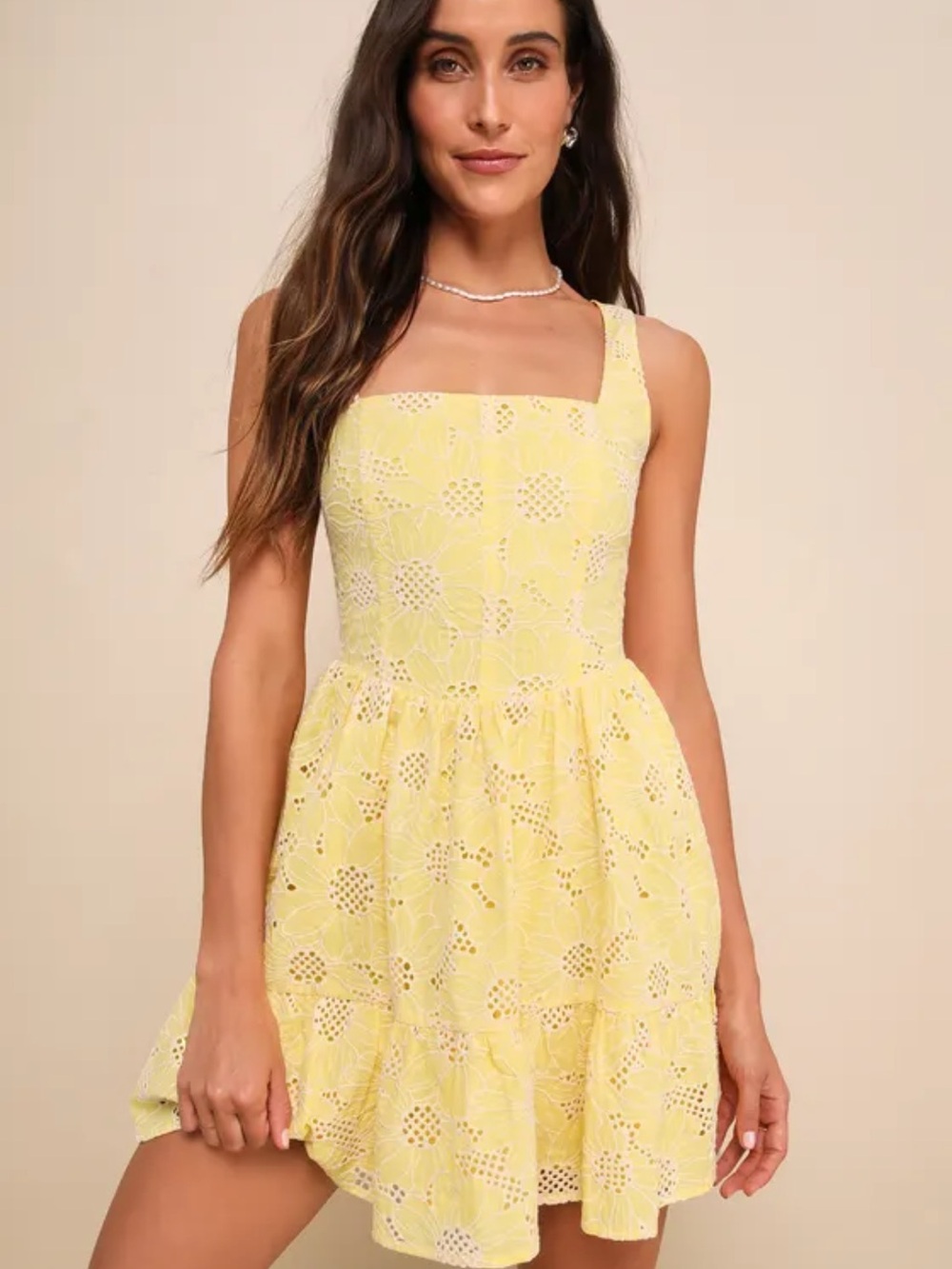 Lulu's bright personality yellow embroidered dress